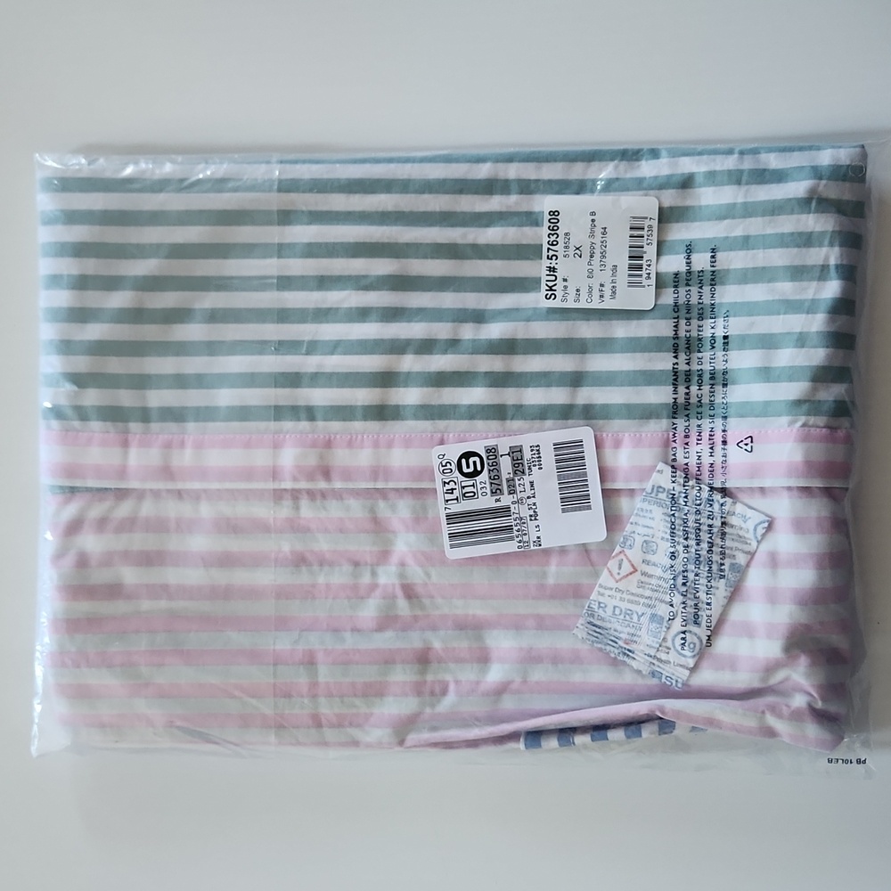 Lands' End multicolor stripe tunic preppy poplin longsleeve NWT size 2X - Picture 3 of 5